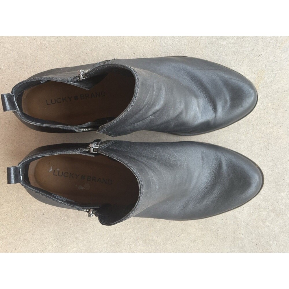 Lucky Brand Basel Black Leather Ankle Boot Womens Size 10M